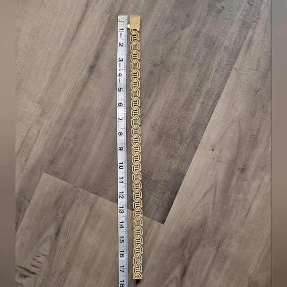 Elegant Iced Out Fully Rhinestone Figaro H-shape Design Gold Chain Necklace - Picture 8 of 10